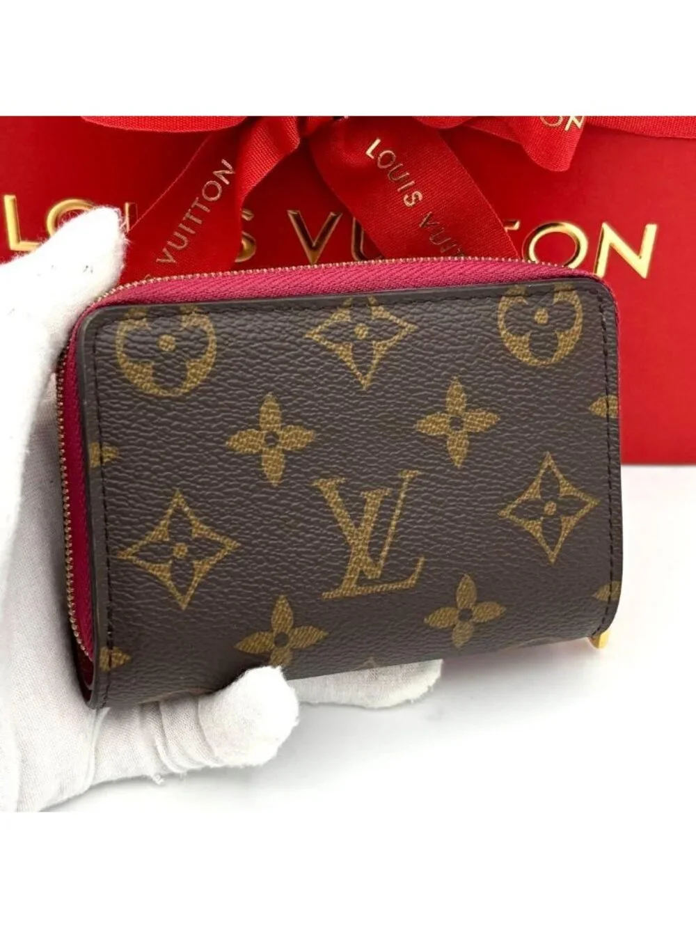 Louis Vuitton Portefeuille Lou Fuchsia Monogram Brown Red Wallet